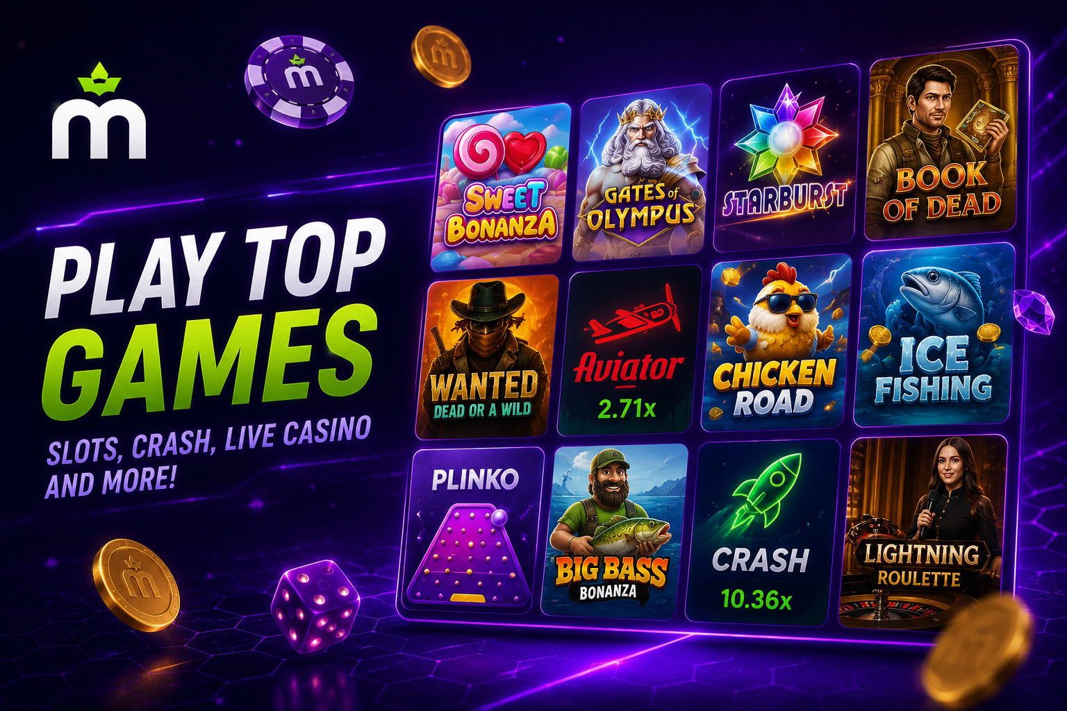 Cuadrícula de tragaperras y mesas de casino en vivo de MaxWin Casino